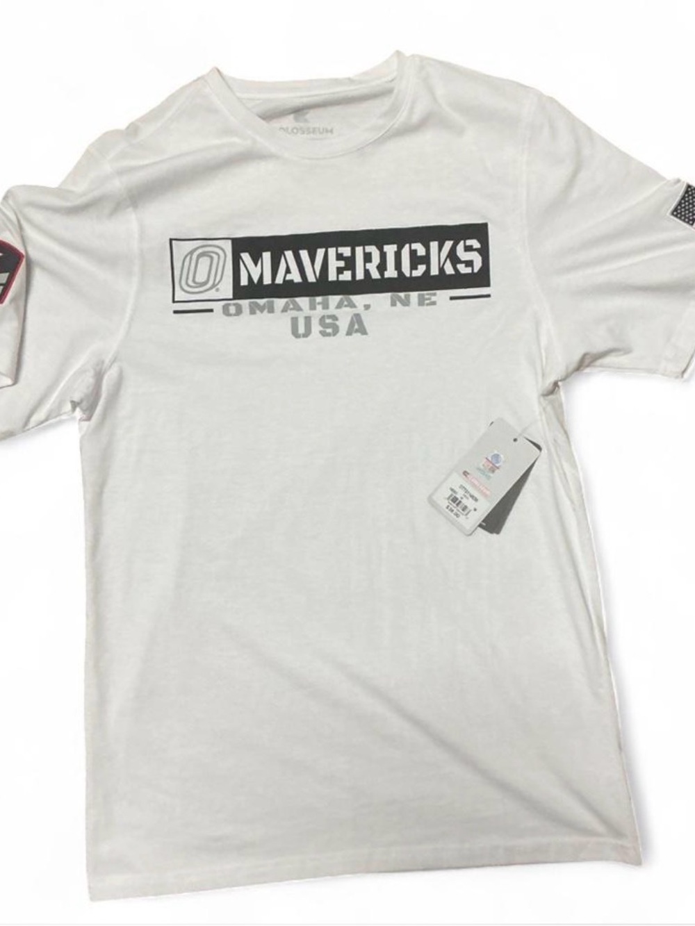 Colosseum White Mavericks Omaha NE USA Graphic Tee